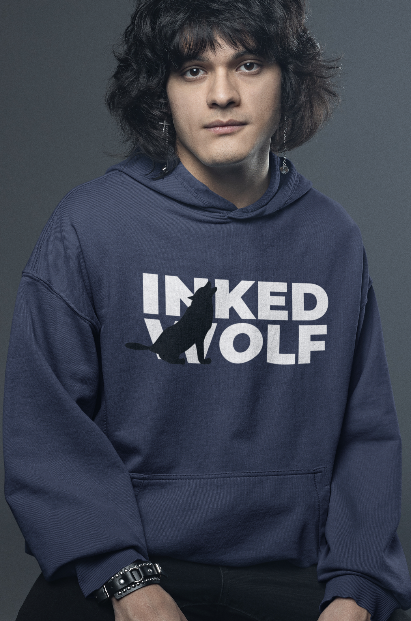 Inked Wolf Howling Men's Hoodie