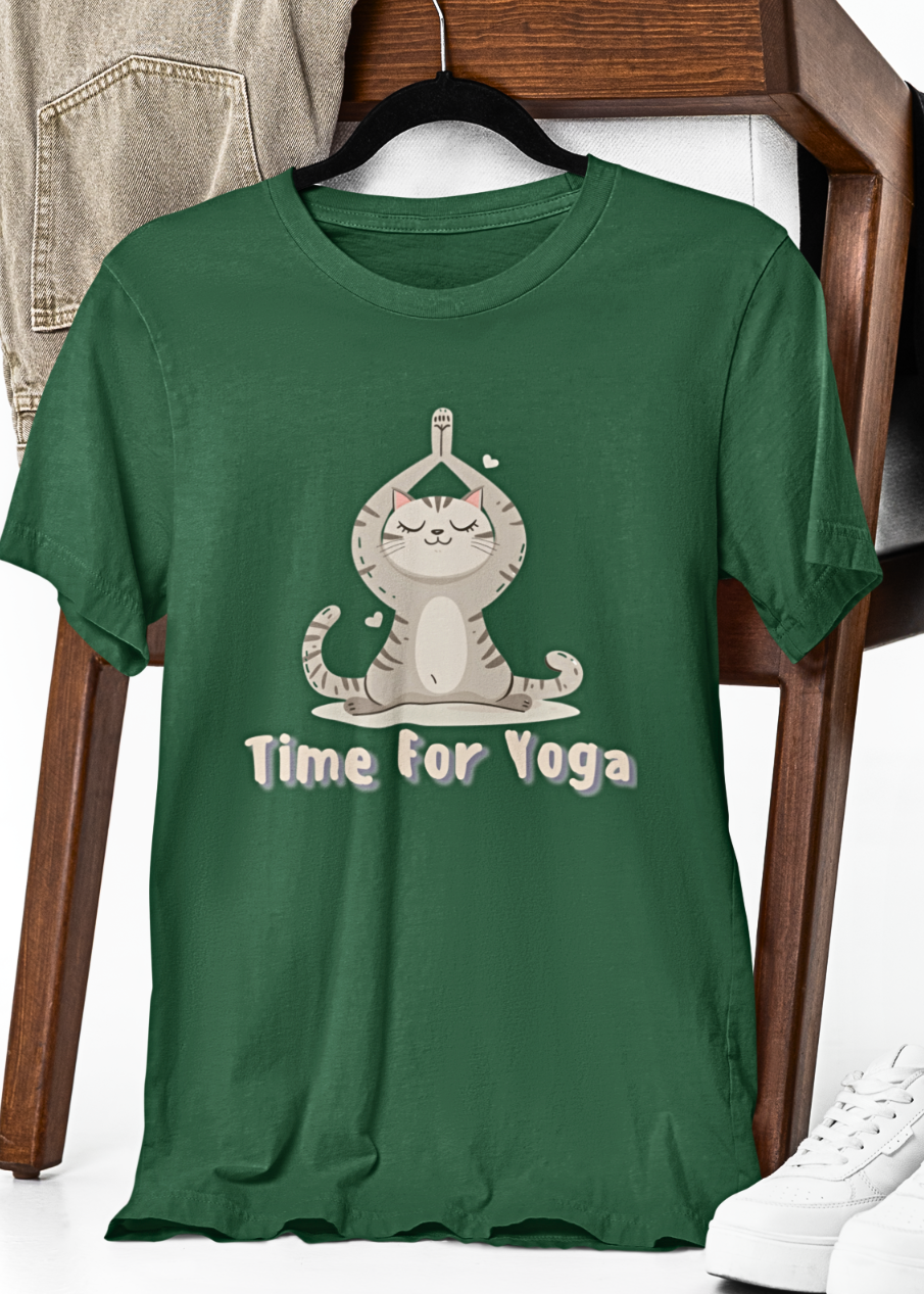 Cute Cat Yoga Tee: It's Time for Yoga