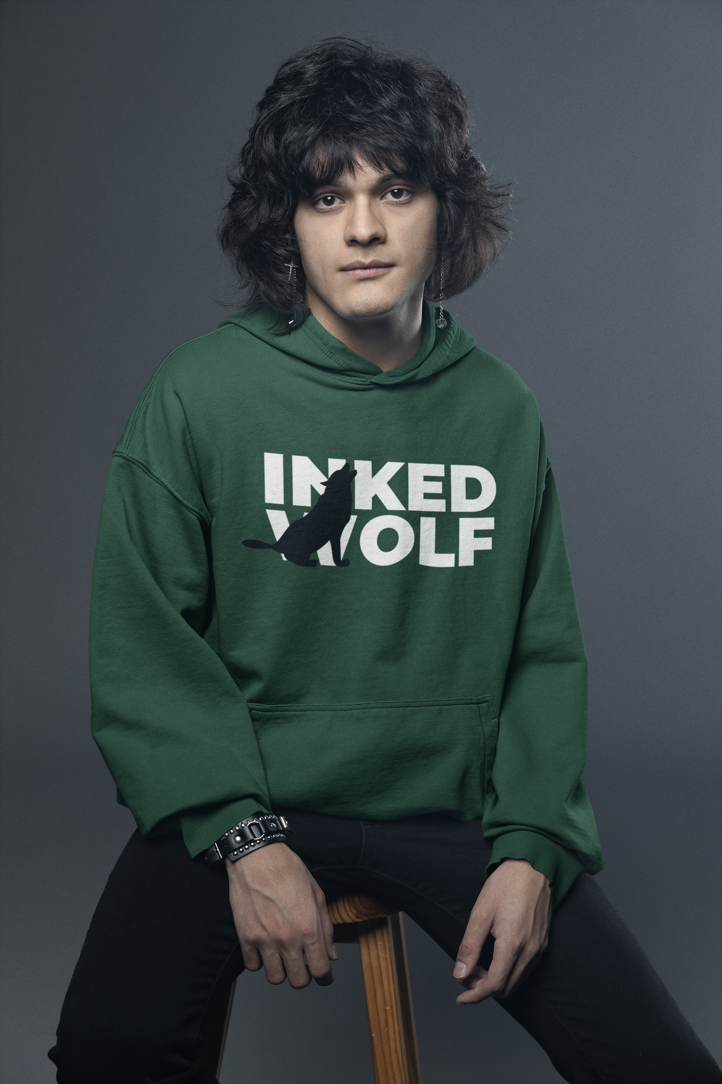 Inked Wolf Howling Men's Hoodie