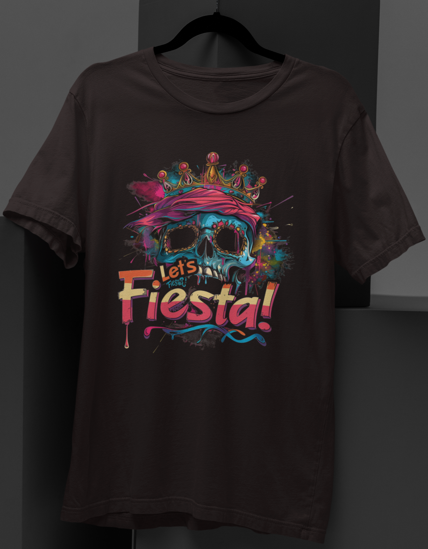 Let's Fiesta Skull Digital Art T-shirt: Wearable Celebration Fun!