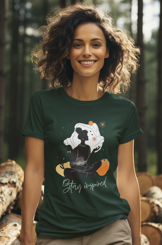 Creative Blossoms : Stay Inspired Floral Graphic T-Shirt