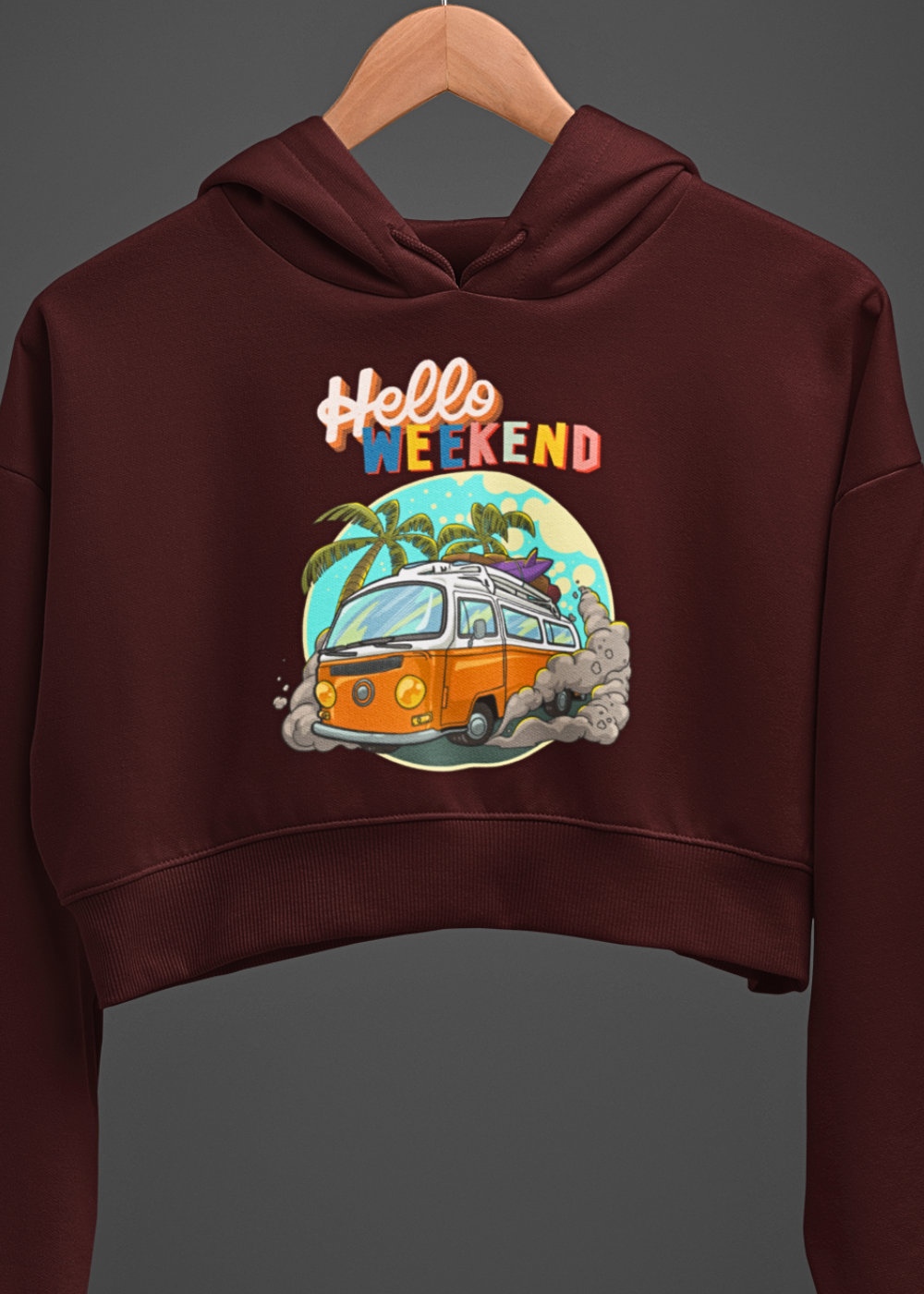 Weekend Vibes Crop Hoodie