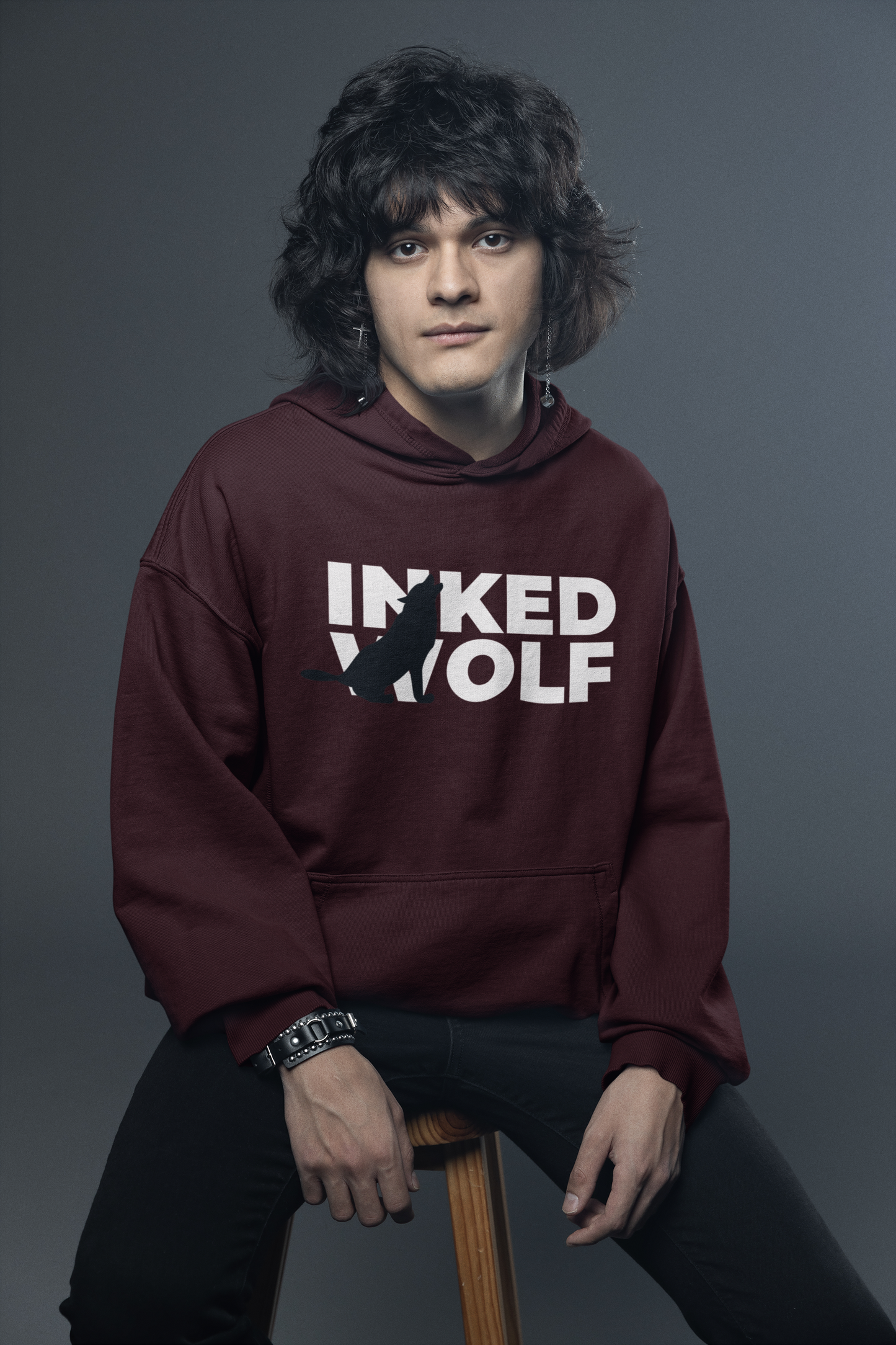 Inked Wolf Howling Men's Hoodie