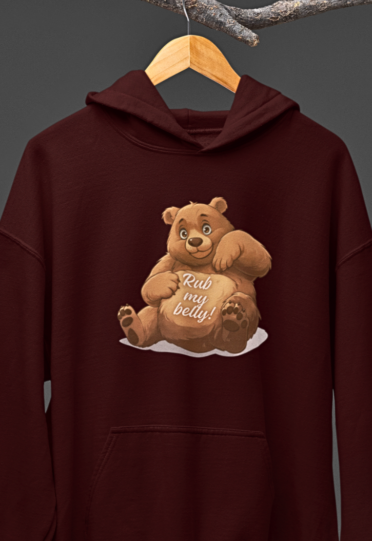 Cuddly Belly : Playful Bear Graphic hoodie