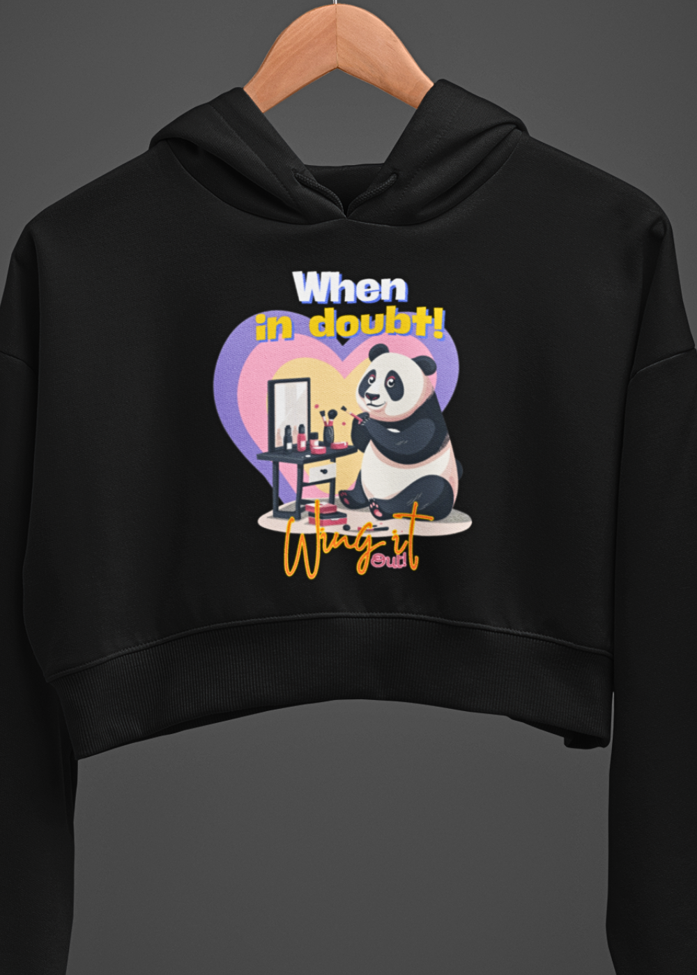 Panda Glam Crop Hoodie