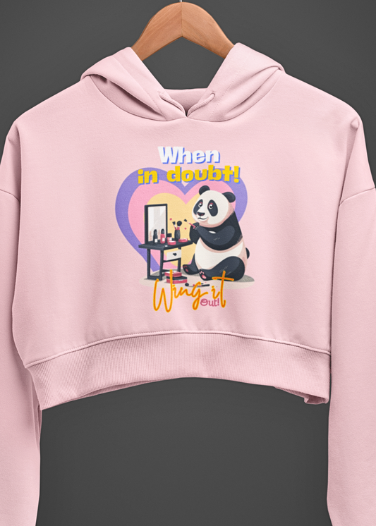 Panda Glam Crop Hoodie