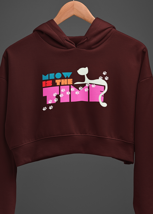 Timely Purr Crop Hoodie