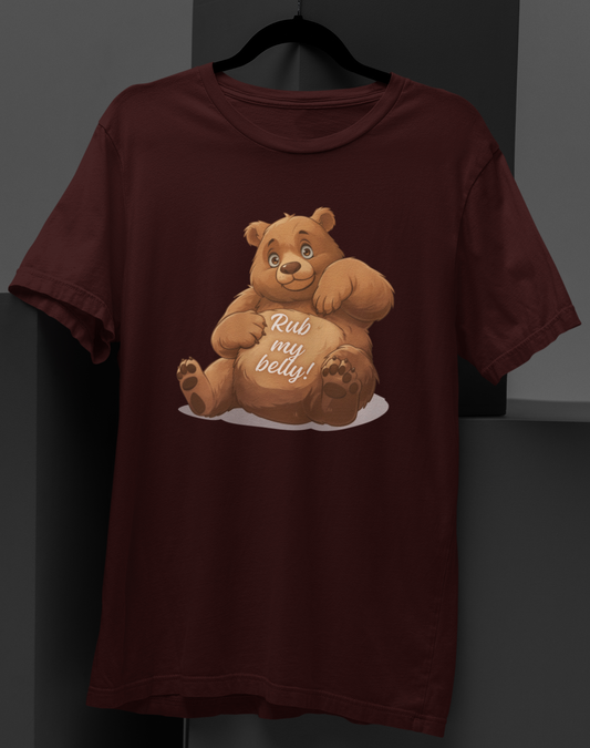Rub My Belly: Playful Bear Graphic T-shirt