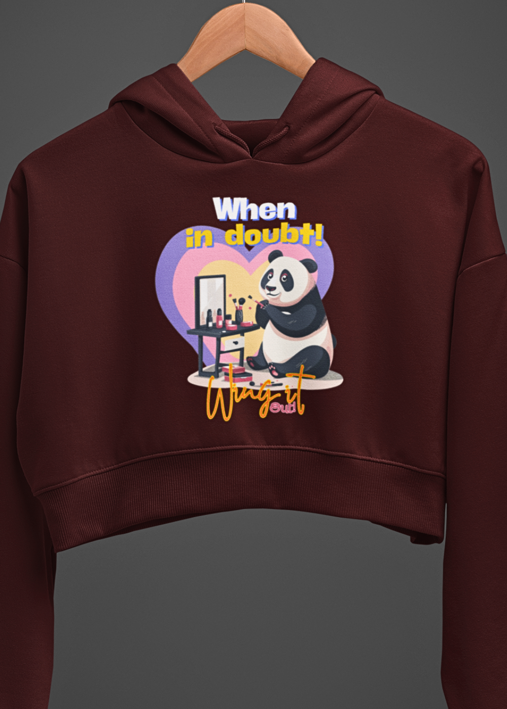 Panda Glam Crop Hoodie