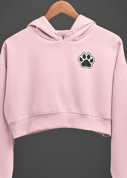 InkedWolf Crop Hoodie - Stylish Wolf Paw Print Design