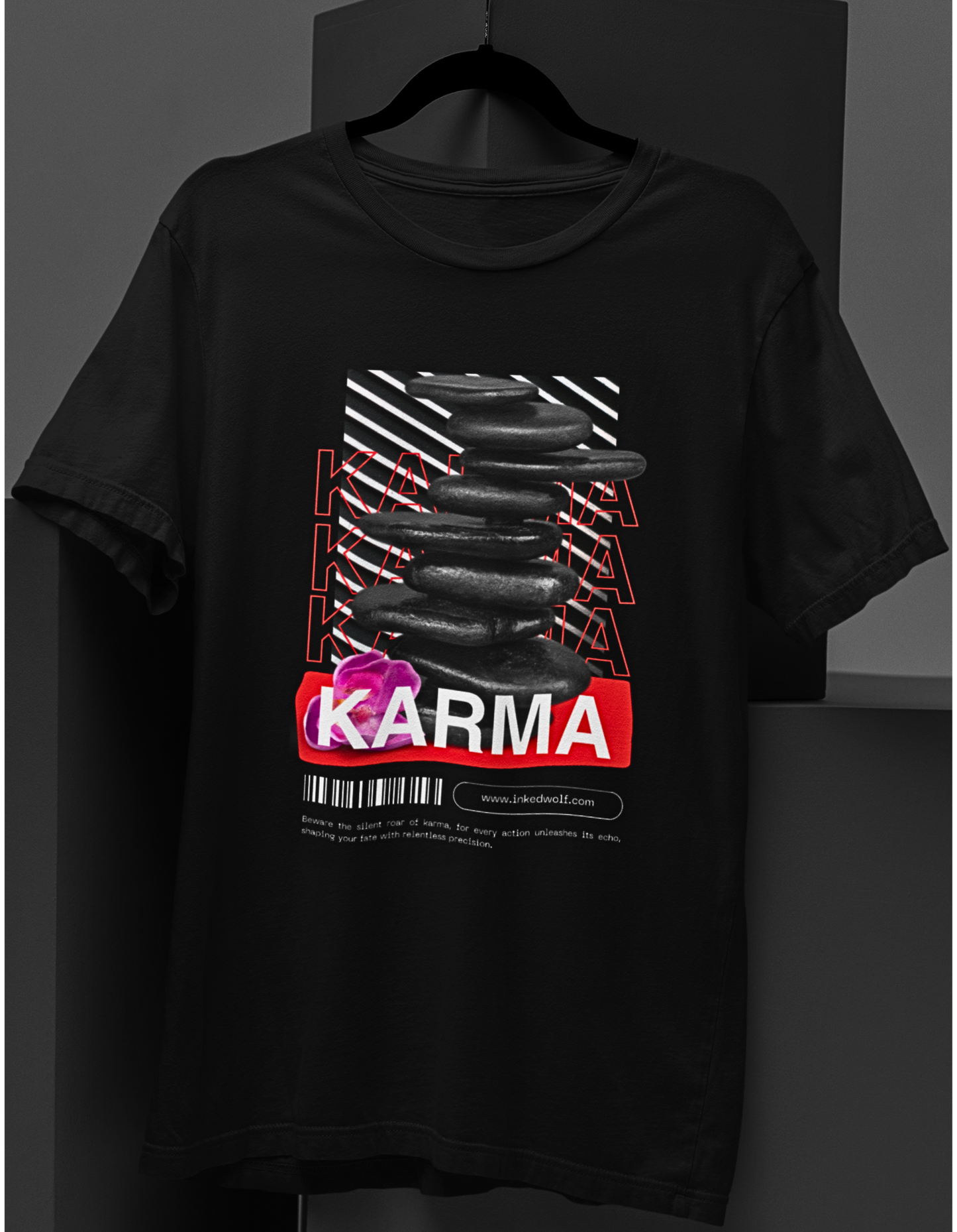 Zen Karma: Graphic Tee with Tranquil Stone Balance