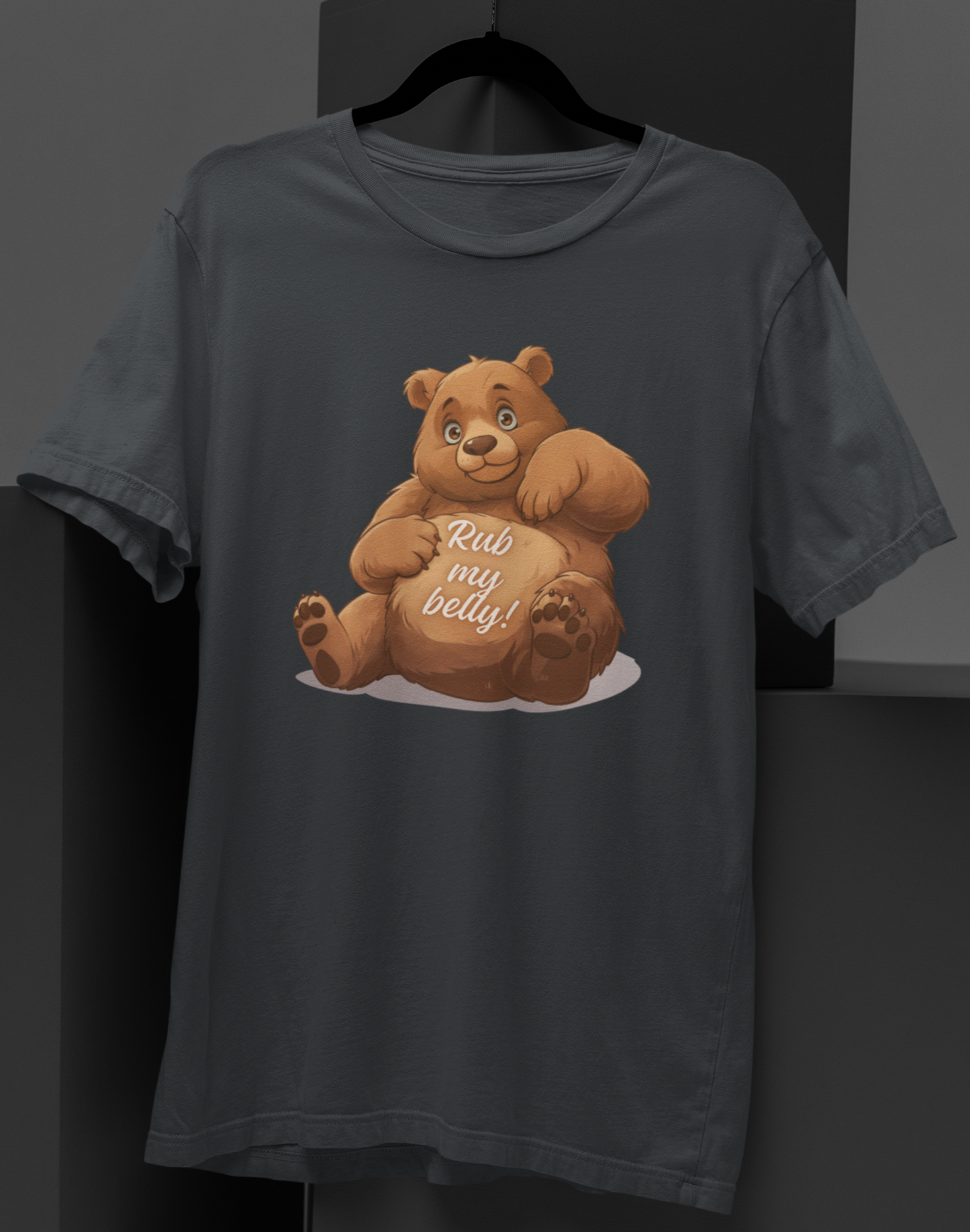 Rub My Belly: Playful Bear Graphic T-shirt