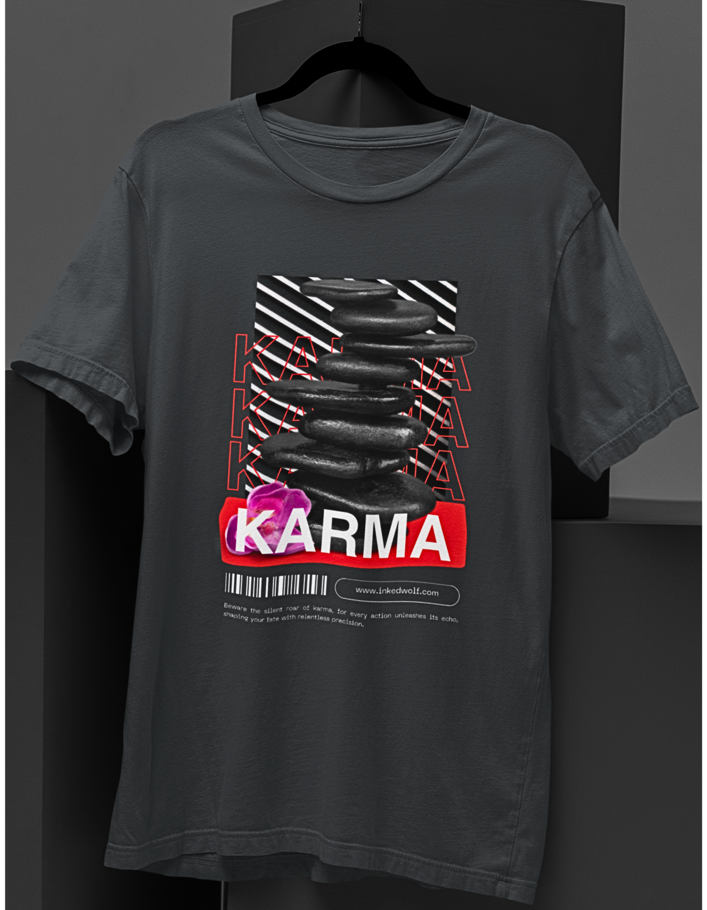 Zen Karma: Graphic Tee with Tranquil Stone Balance