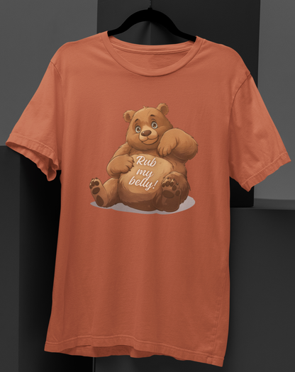 Rub My Belly: Playful Bear Graphic T-shirt
