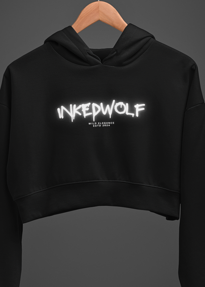 InkedWolf Glow Effect Women's Crop Hoodie