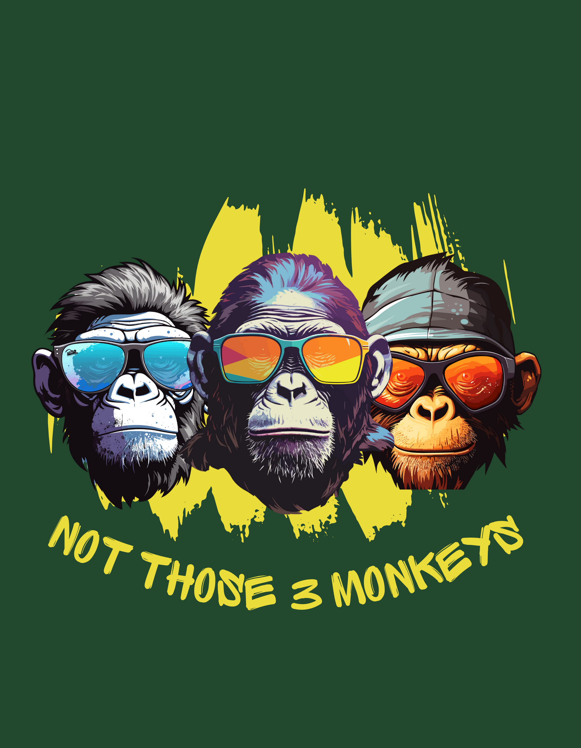 Funky Monkey Trio Not Your Average Three Monkeys Printed T shirt Inkedwolf