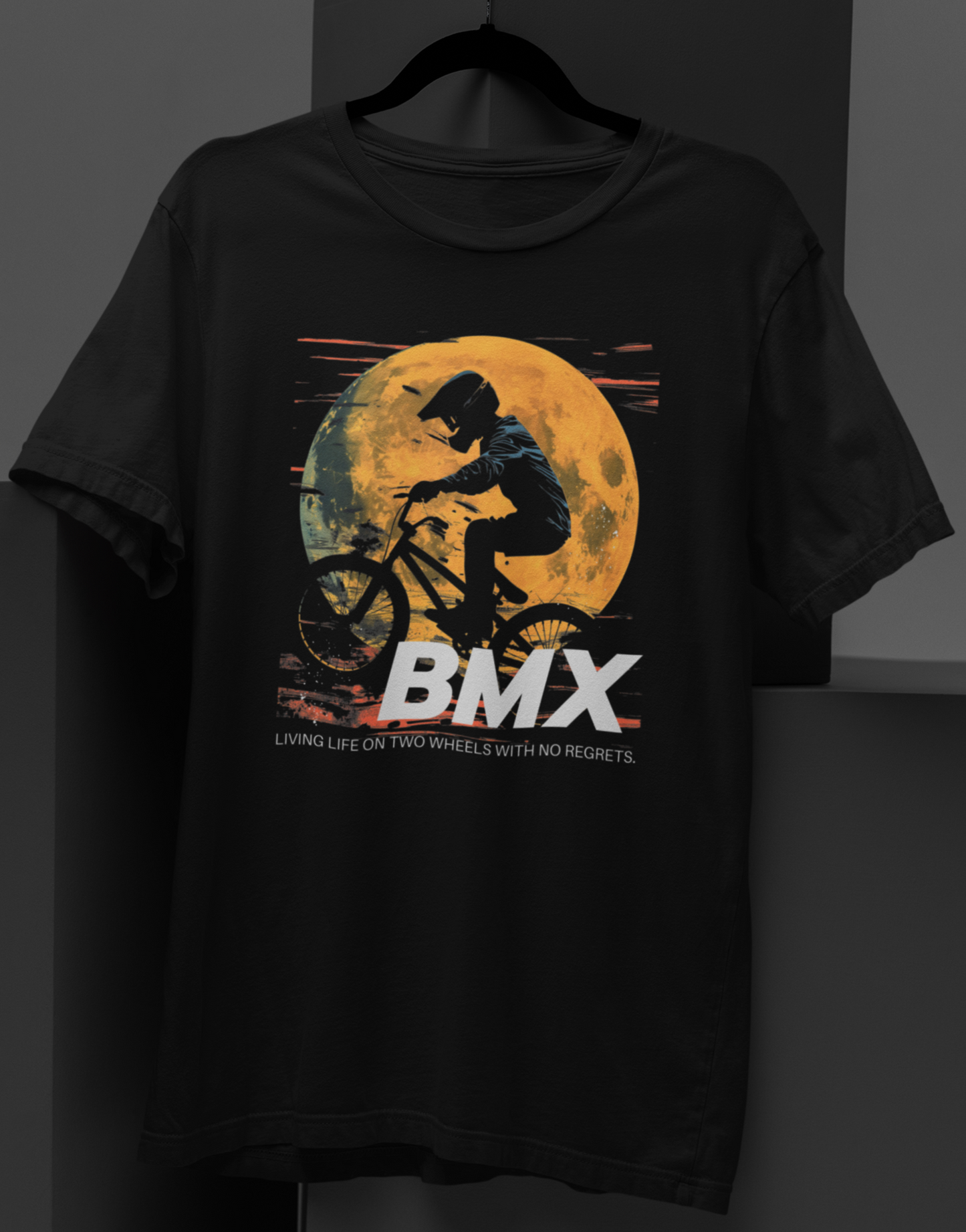 BMX Living Life T-shirt: Ride Under the Moonlight with No Regrets!