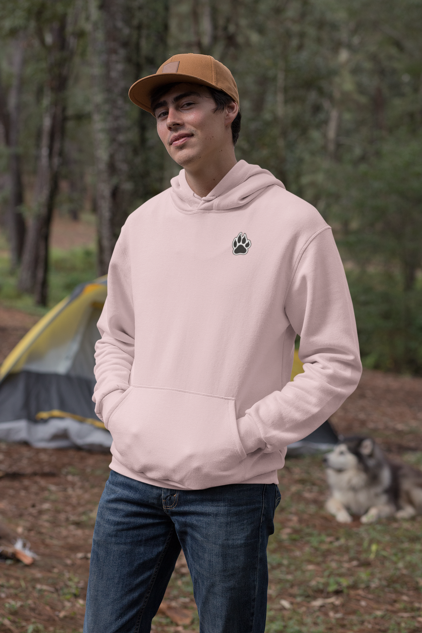 Echoing Howl Men's Hoodie with Paw Pocket